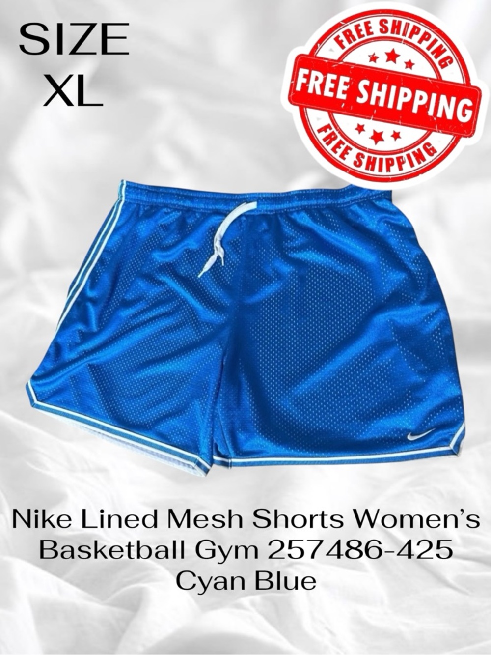 Nike Lined Mesh Shorts Womens XL Basketball Gym 257486-425 Cyan Blue FREE SHIP